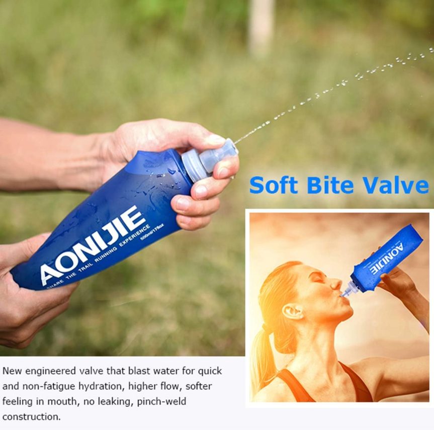 AONIJIE 2 Pack Soft Water Bottle, TPU Collapsible Flask Foldable Bottles for Hydration Pack, BPA-Free, for Running Hiking Cycling Climbing (2 Pcs - 500ml) - Image 7