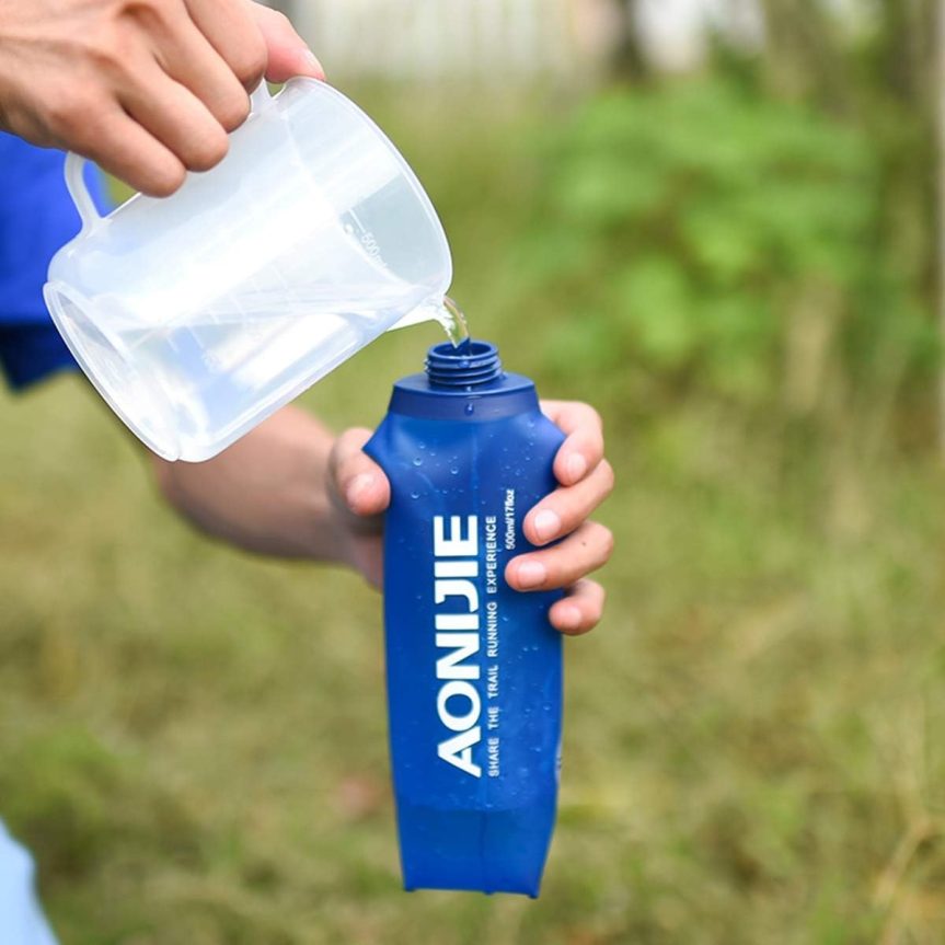 AONIJIE 2 Pack Soft Water Bottle, TPU Collapsible Flask Foldable Bottles for Hydration Pack, BPA-Free, for Running Hiking Cycling Climbing (2 Pcs - 500ml) - Image 8